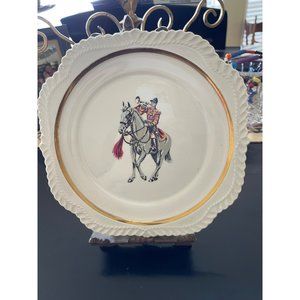 Vintage Kass China Horseman Plate 22 kt